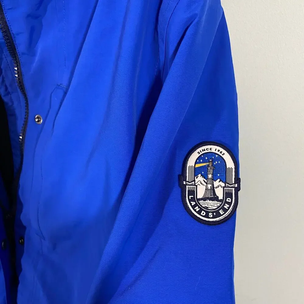 Lands' End Youth Blue Fleece Lined Nylon Squall Jacket Size M (10-12)